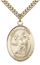 14KT GOLD FILLED ST. LUKE THE APOSTLE DOCTOR PENDANT ON A CHAIN - 1" x 3/4"
